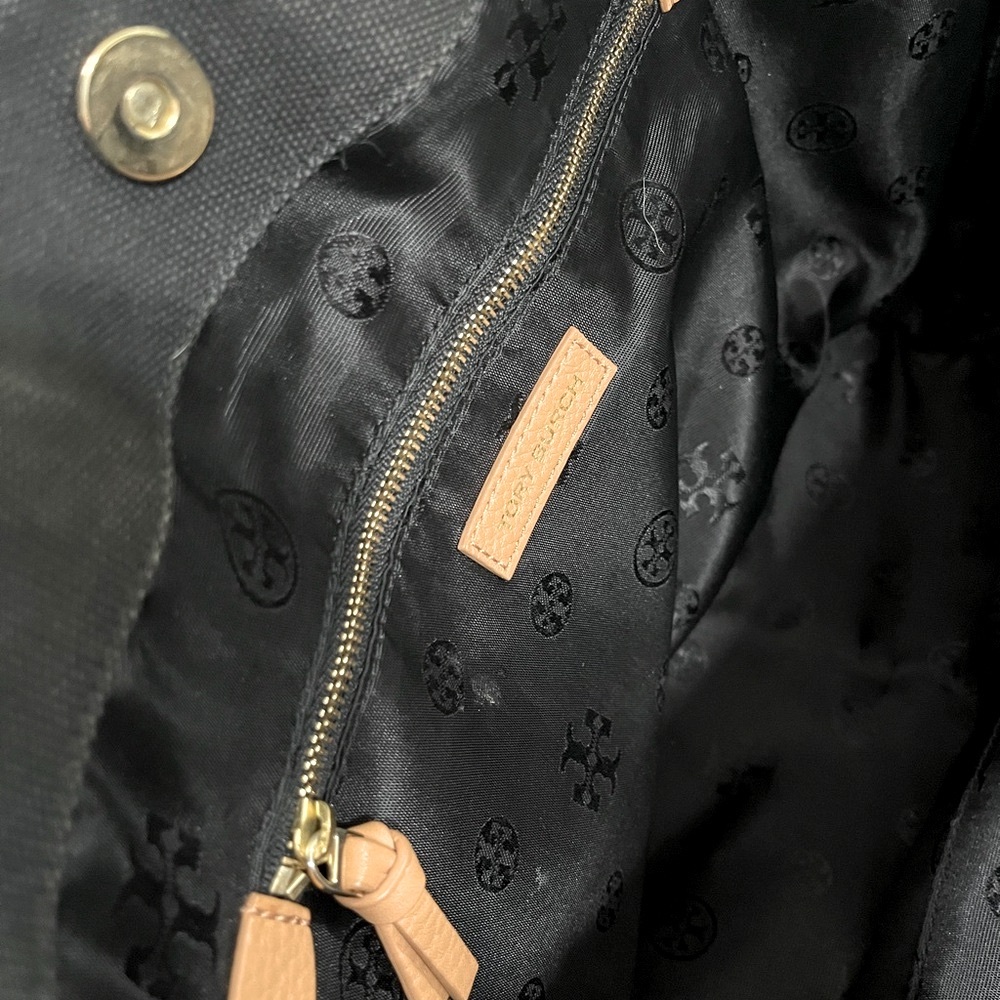 Tory Burch Canvas Stacked T Tote - Picture 3 of 5